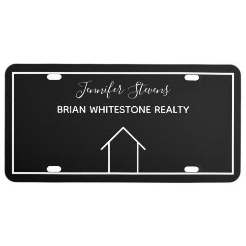 Real Estate Company Agent House Custom Black White License Plate