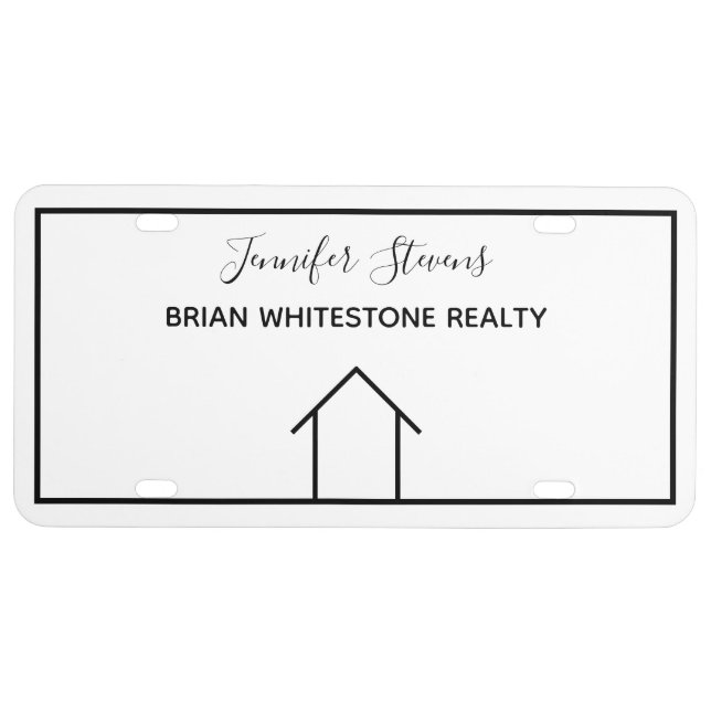 Real Estate Company Agent House Custom Realtor License Plate (Front)