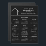 Real Estate Company Black 2023 Calendar Magnet<br><div class="desc">This modern realtor magnetic calendar is custom made with your realty company name under the the agent name in chic typography. This minimalist black and white 2023 calendar magnet features a simple line drawing of a house. Contemporary marketing gift for a real estate agent working to help you buy a...</div>