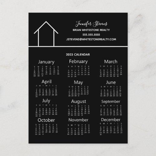 Real Estate Company Black Custom 2023 Calendar Postcard