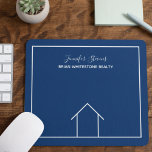 Real Estate Company Blue House Custom Realtor Mouse Pad<br><div class="desc">This modern realtor mousepad is simple and subtle with your monogram and company name. It features a chic minimalist blue and white line drawing of a house. A very classy real estate mouse pad for your realty office agents.</div>