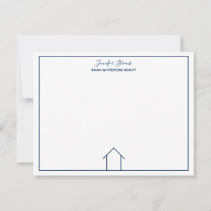 Real Estate Company Blue Monogram Home Realtor Note Card