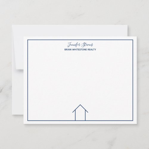 Real Estate Company Blue Monogram Home Realtor Note Card