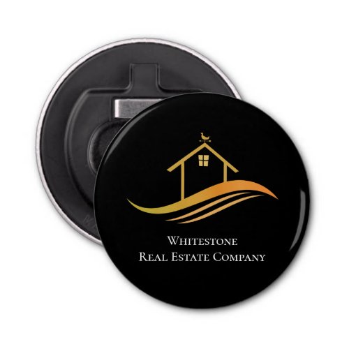 Real Estate Company Chic Black Gold Realtor Bottle Opener