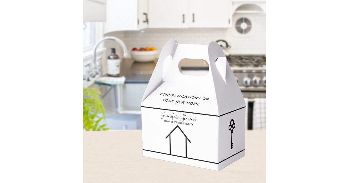 Real Estate Company Chic Custom Housewarming Favor Boxes | Zazzle
