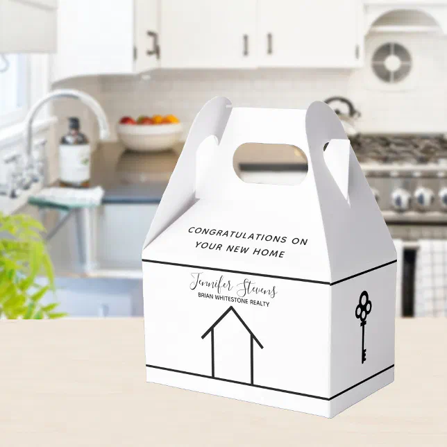 Real Estate Company Chic Custom Housewarming Favor Boxes | Zazzle