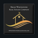 Real Estate Company Chic Custom Marketing Magnet<br><div class="desc">This chic real estate company magnet is custom made with your realty company and agent name. It features a pretty gold house with a weathervane on top and sleek curves underneath. Personalize this business marketing gift with your own information. Keep the design or replace with your own logo.</div>
