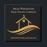 Real Estate Company Chic Custom Marketing Magnet<br><div class="desc">This chic real estate company magnet is custom made with your realty company and agent name. It features a pretty gold house with a weathervane on top and sleek curves underneath. Personalize this business marketing gift with your own information. Keep the design or replace with your own logo.</div>
