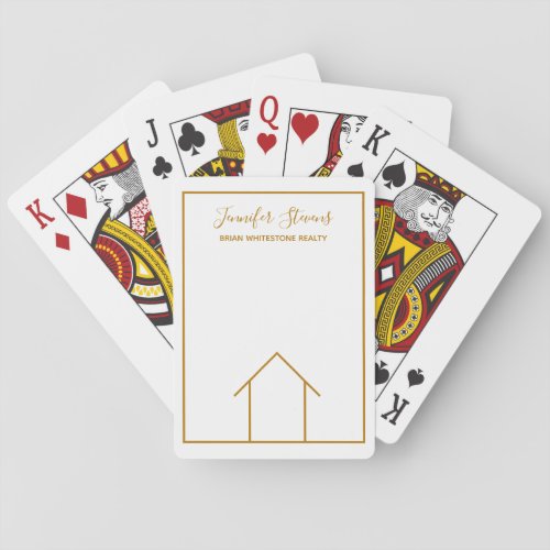 Real Estate Company Chic Custom White Gold Realtor Poker Cards