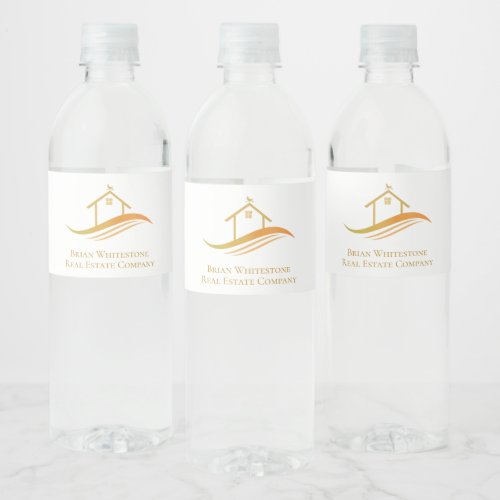 Real Estate Company Chic Gold Custom Open House Water Bottle Label