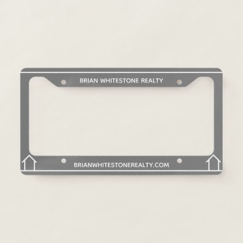 Real Estate Company Chic Grey Custom Realtor License Plate Frame