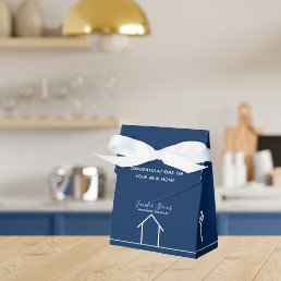 Real Estate Company Chic Navy Blue Congratulations Favor Boxes
