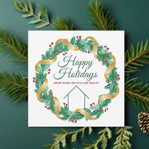Real Estate Company Christmas Elegant Custom Holiday Card