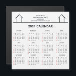Real Estate Company Custom 2024 Calendar Magnet<br><div class="desc">This modern realtor 2024 magnetic calendar is custom made with your realty company name under the the agent name in chic typography. This minimalist black and white calendar magnet features a simple line drawing of a house. Contemporary marketing gift for a real estate agent working to help you buy a...</div>