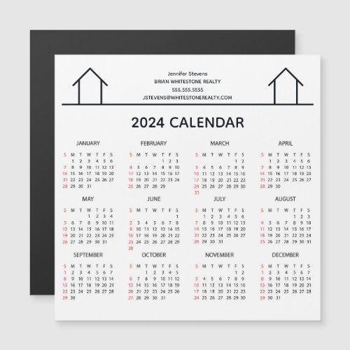 Real Estate Company Custom 2024 Calendar Magnet