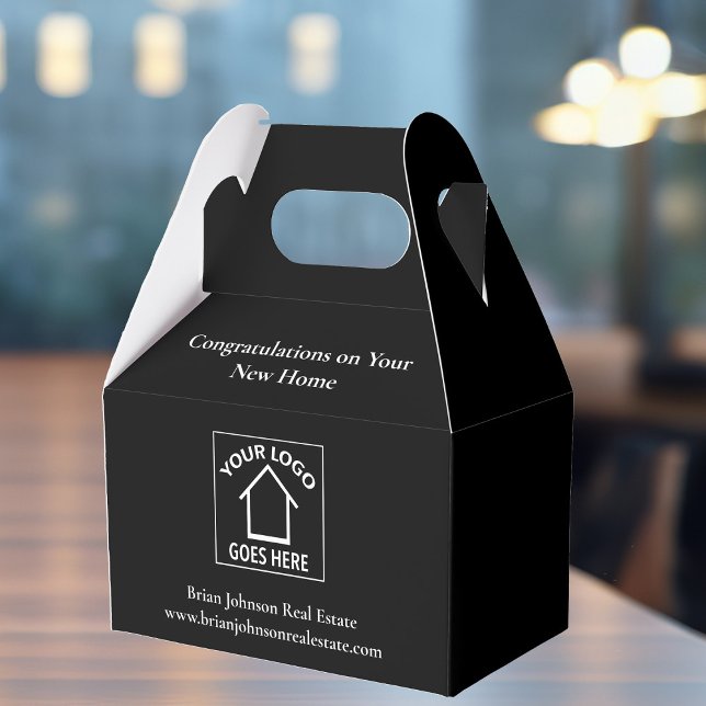 Real Estate Company Custom Business Logo Black Favor Boxes (Creator Uploaded)