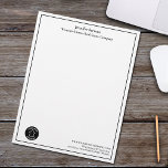 Real Estate Company Custom Business Logo Office Letterhead<br><div class="desc">This modern real estate company office letterhead is custom made with your realty company name and a black rectangle border. This custom paper is perfect for marketing and promotion. Add your own business logo for a personalized touch.</div>
