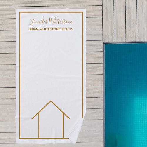 Real Estate Company Custom Chic Gold Realtor Beach Towel