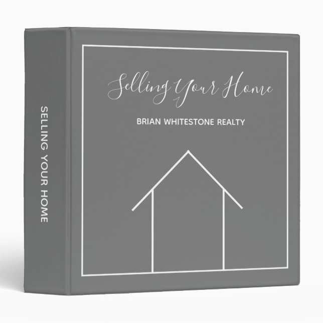 Real Estate Company Custom Chic Grey Marketing 3 Ring Binder (Front/Spine)