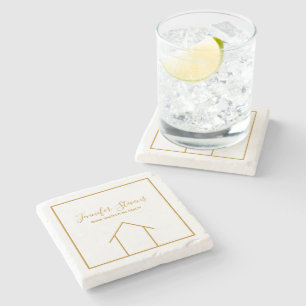 Real Estate Company Custom Chic Realtor Gift Stone Coaster