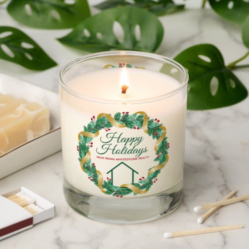 Real Estate Company Custom Happy Holidays Gift Scented Candle