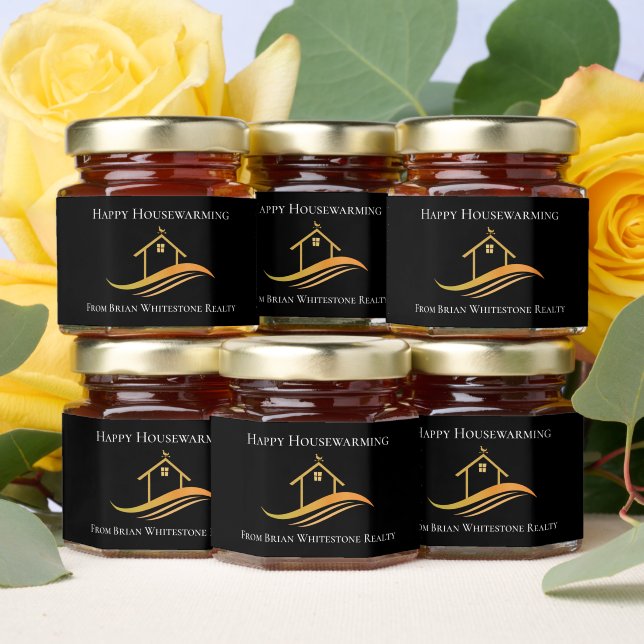Real Estate Company Custom Housewarming Gift Honey Jar Favors (Insitu)