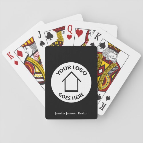 Real Estate Company Custom Logo Black Realtor Poker Cards