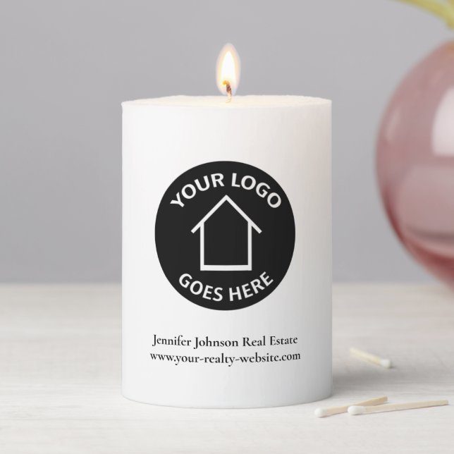 Real Estate Company Custom Logo Marketing Pillar Candle (In Situ)