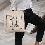 Real Estate Company Custom Logo Minimalist Realtor Tote Bag<br><div class="desc">This minimalist custom realtor tote bag is personalized with your realty company logo in the center. Add your real estate company name and agent on this modern design for a simple marketing gift to present to home buying clients.</div>