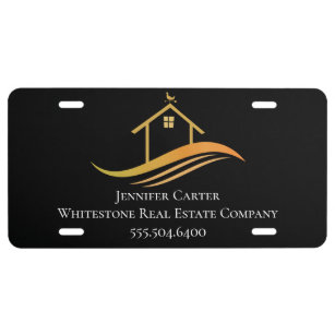 Real Estate Company Custom Logo Modern Marketing License Plate