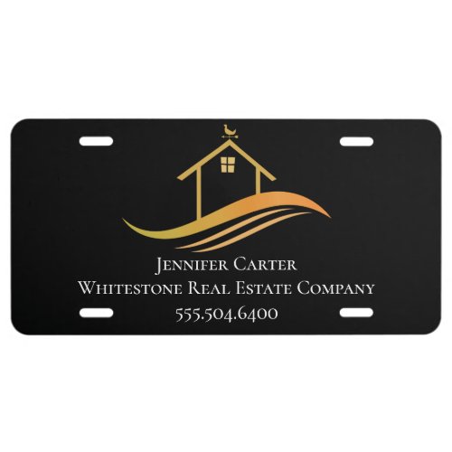 Real Estate Company Custom Logo Modern Marketing License Plate