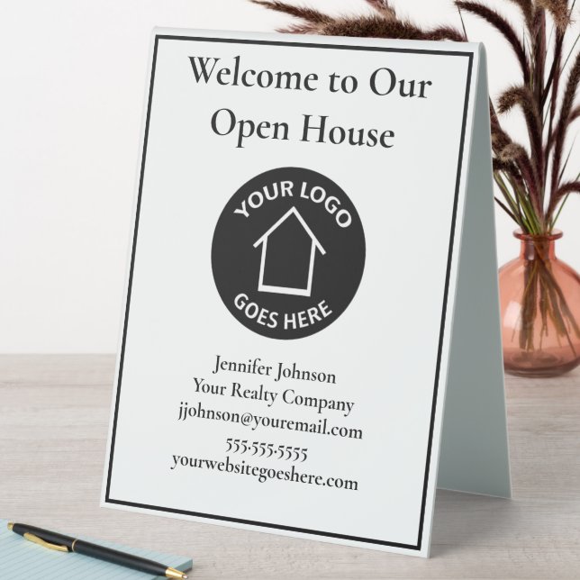 Real Estate Company Custom Logo Open House Welcome Table Tent (In SItu (Table))