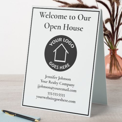 Real Estate Company Custom Logo Open House Welcome Table Tent Sign