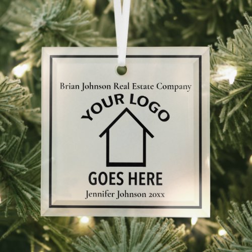 Real Estate Company Custom Logo Realtor Christmas Glass Ornament