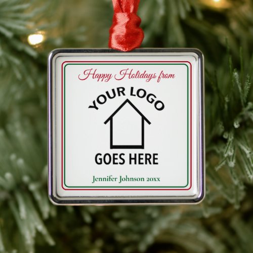 Real Estate Company Custom Logo Realtor Christmas Metal Ornament