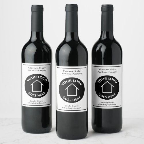 Real Estate Company Custom Logo Realtor Marketing Wine Label