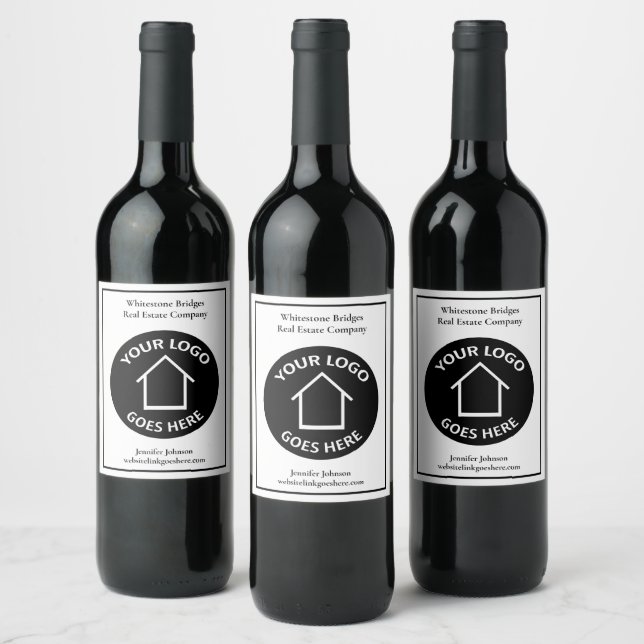 Real Estate Company Custom Logo Realtor Marketing Wine Label (Bottles)