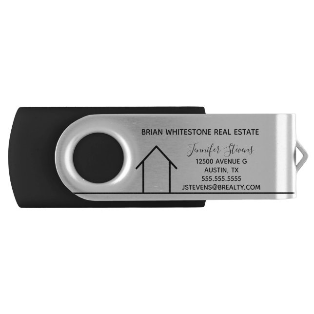 Real Estate Company Custom Modern House Realtor Flash Drive (Front)