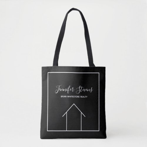 Real Estate Company Custom Modern Realtor Black Tote Bag