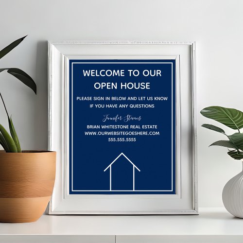 Real Estate Company Custom Navy Blue Open House Poster