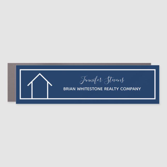 Real Estate Company Custom Navy Blue Realtor Car Magnet (Front)
