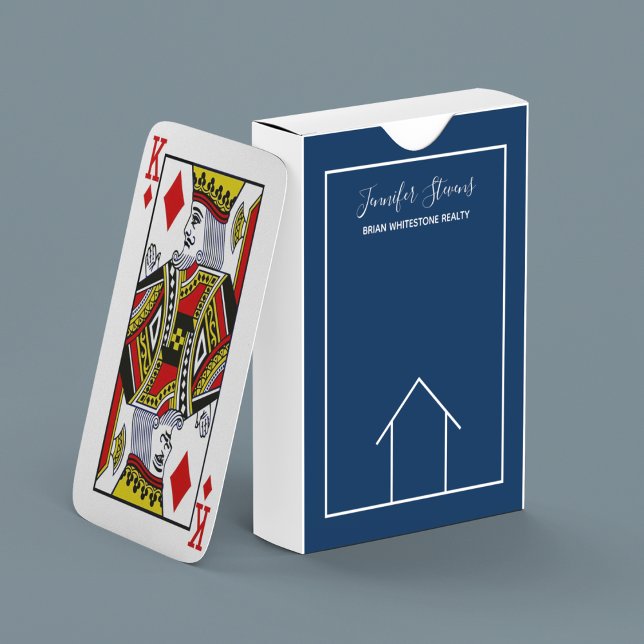 Real Estate Company Custom Navy Blue Realtor Poker Cards (Creator Uploaded)