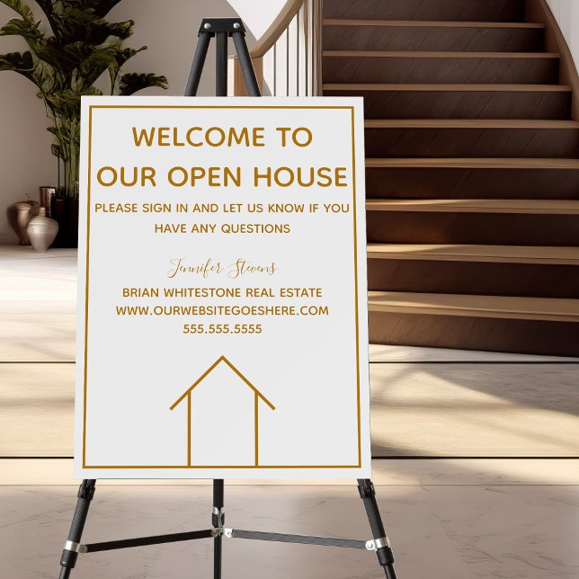 Real Estate Company Custom Open House Gold Welcome Foam Board (Creator Uploaded)