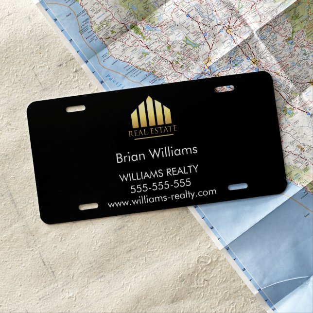 Real Estate Company Custom Promotional Marketing License Plate (In Situ)