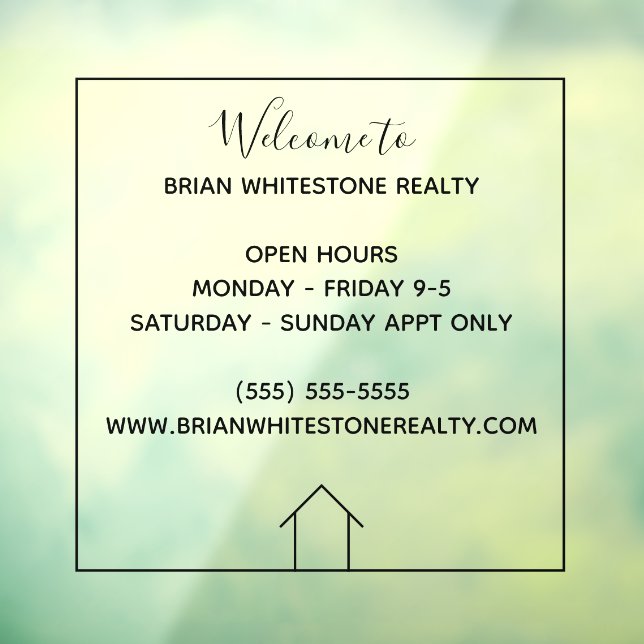 Real Estate Company Custom Realty Office Hours Window Cling (Sheet 3)