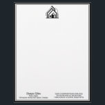 Real Estate Company Customized Realtor Logo Letterhead<br><div class="desc">This professional realtor letterhead is custom made with your real estate company name under the modern cursive script. These trendy minimalist white and black realty business stationary paper feature a house logo image that can be replaced with your own for home builder or realty agent company marketing.</div>