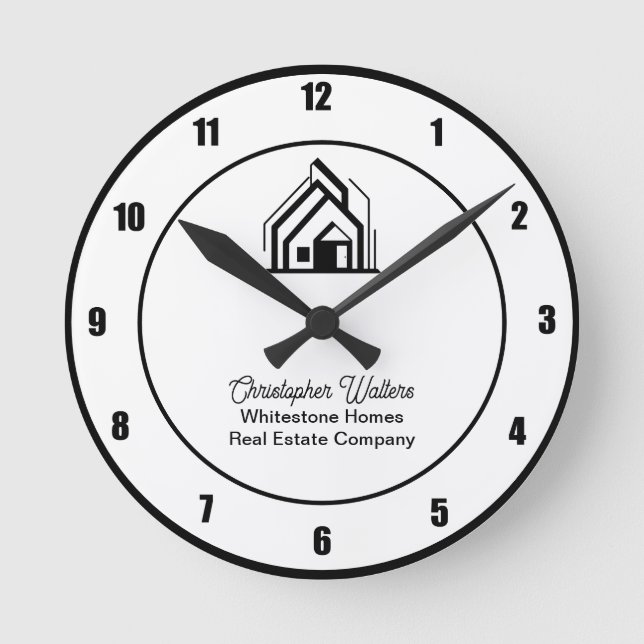 Real Estate Company Customized Realtor Logo Round Clock (Front)