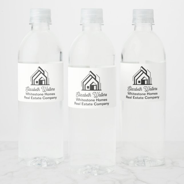 Real Estate Company Customized Realtor Logo Water Bottle Label (Bottles)