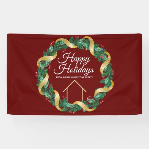 Real Estate Company Elegant Custom Red Christmas Banner