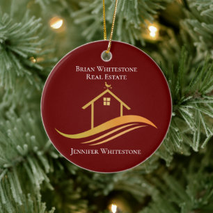 Real Estate Company Elegant Custom Red Realtor Ceramic Ornament